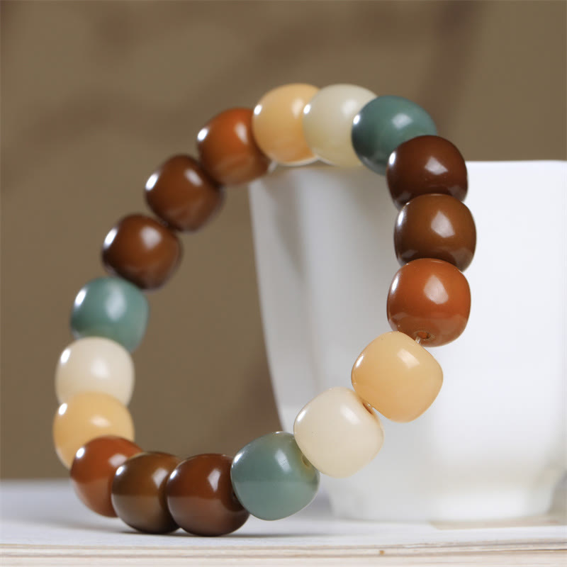 Armband Bunt Bodhi Samen Perlen elastisch Naturstein Schmuck