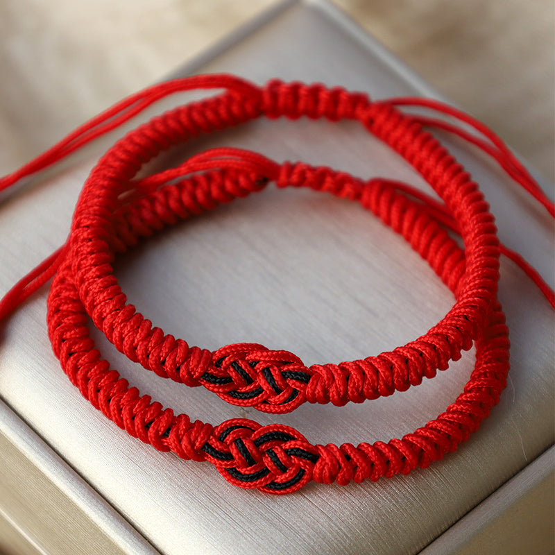 Armband Rot Schwarz Chinesischer Knoten - Schutz
