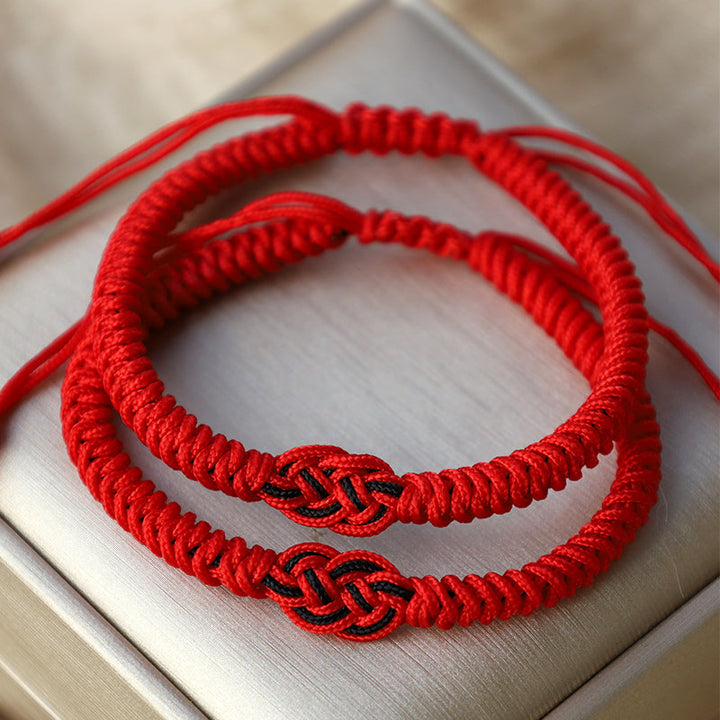 Armband Rot Schwarz Chinesischer Knoten - Schutz