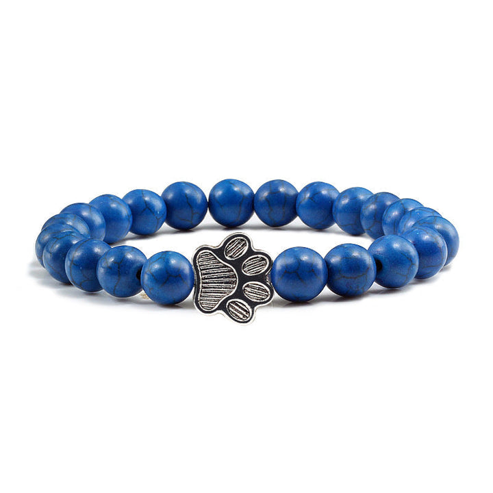 Blaues Lapislazuli Armband Hund Charm Naturstein elastisch.