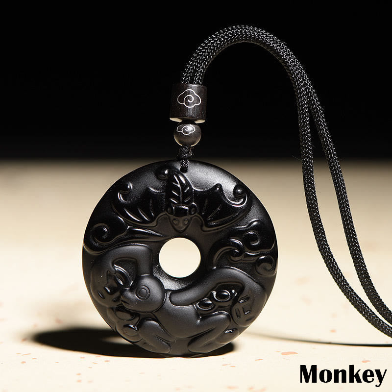 Kette schwarze Obsidian Tierkreis Natur – Frieden | Zen Spirit