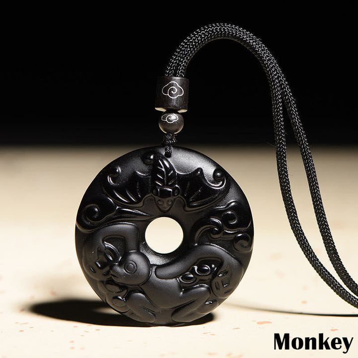 Kette schwarze Obsidian Tierkreis Natur – Frieden | Zen Spirit