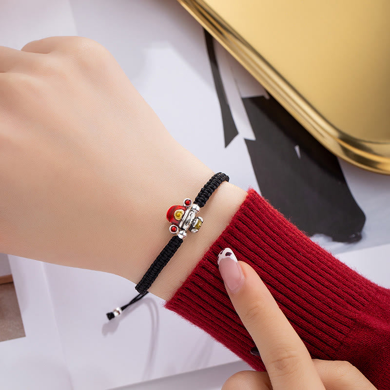 Armband Wealth Thread Glück Wohlstand schwarze Schnur rotes Charm elegant
