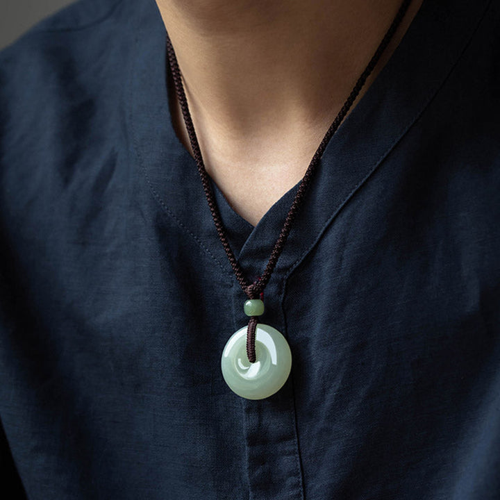 grüne Jade Kette Pendant Natur Glücksbringer
