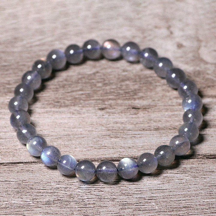 Armband Mondstein Mond – Ruhe elastisch Naturstein Perlen grau