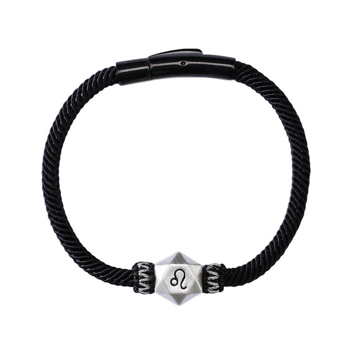 Löwe Sternzeichen Armband 925 Silber schwarzes Seilarmband elegant