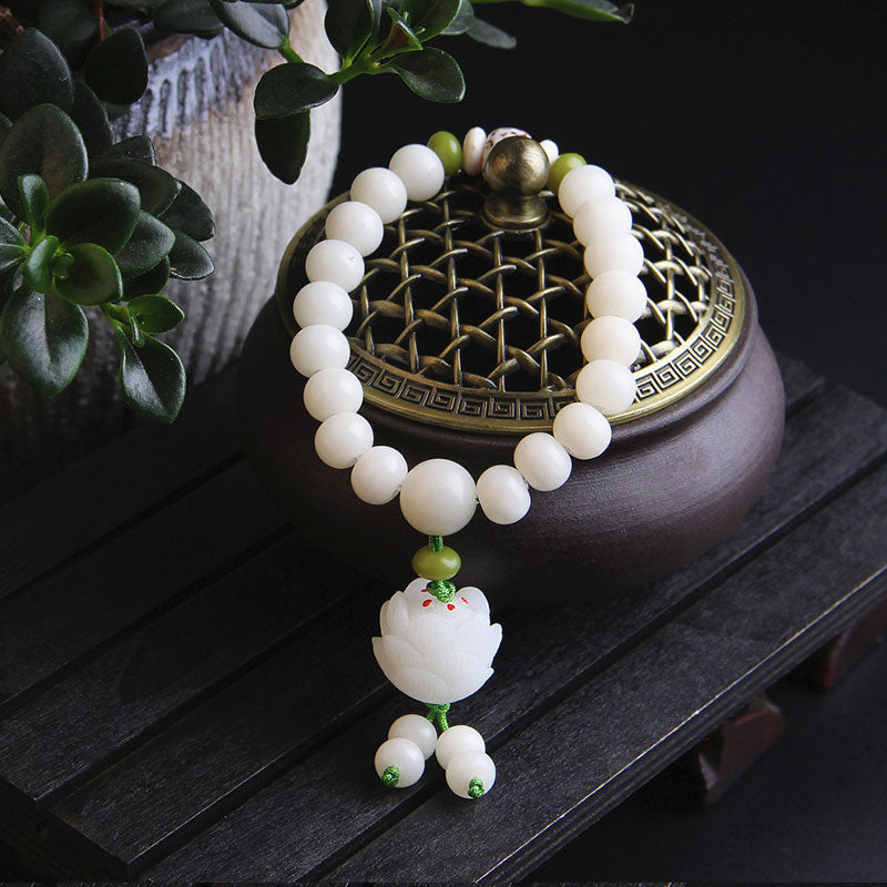 Armband Bodhi Samen Lotus Glück Weiß