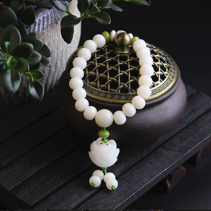 Armband Bodhi Samen Lotus Glück Weiß