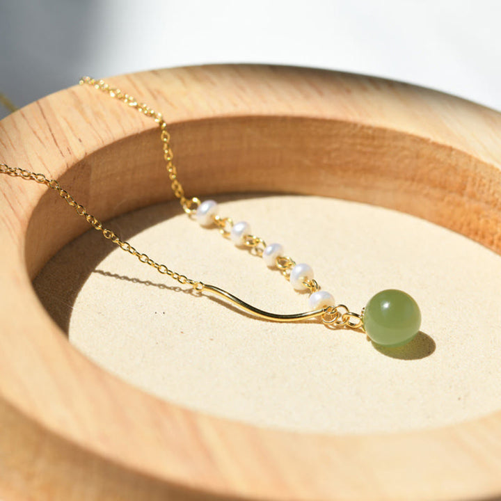 Kette Jade Perle Hetian Glück Natur