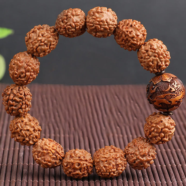 Armband Kupfer Bodhi Pixiu Perlen Glück Wohlstand elastisch Naturstein