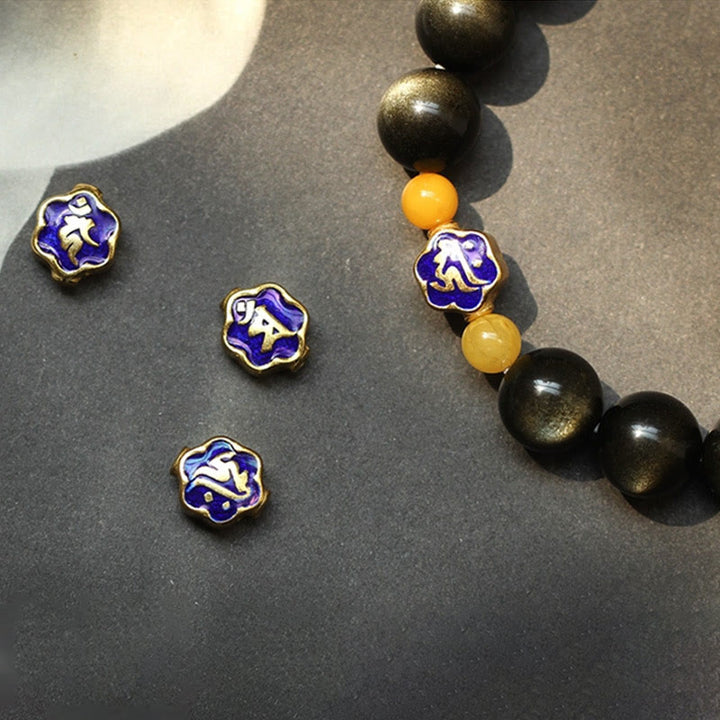 Obsidian Armband mit chinesischen Tierkreis Perlen Schutz Wohlstand elegant