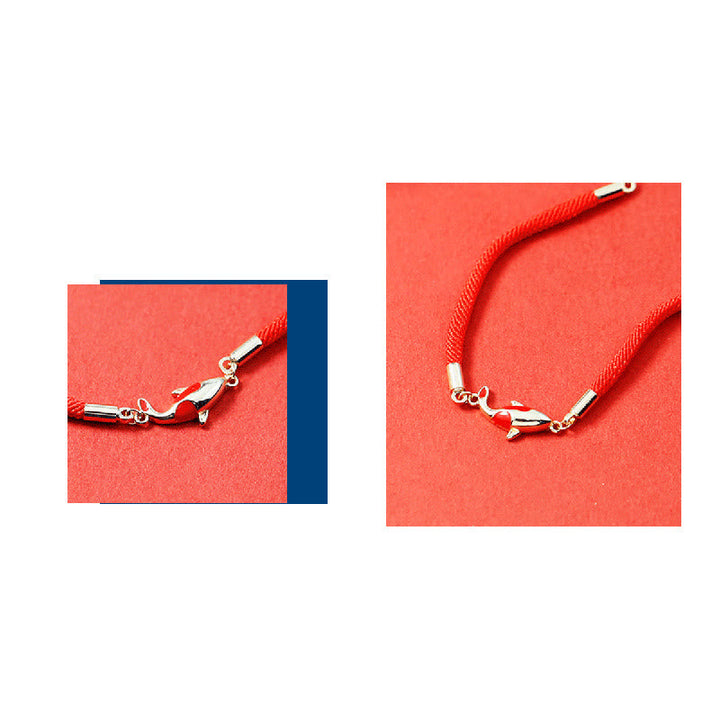 Armband Kupfer Koi Fisch Wohlstand Energie rotes Seil getragen
