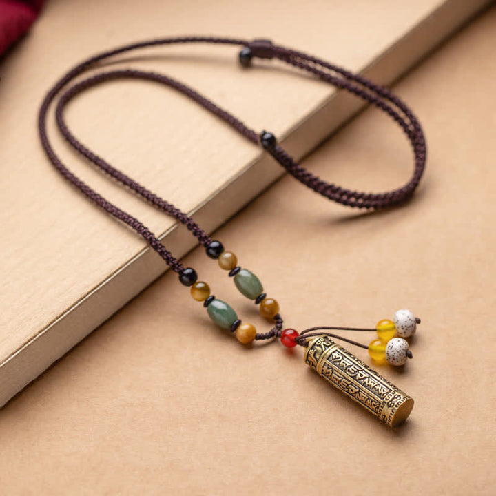 Anhänger Achat Om Mani Padme Hum Schutz Heilung Naturstein Kette