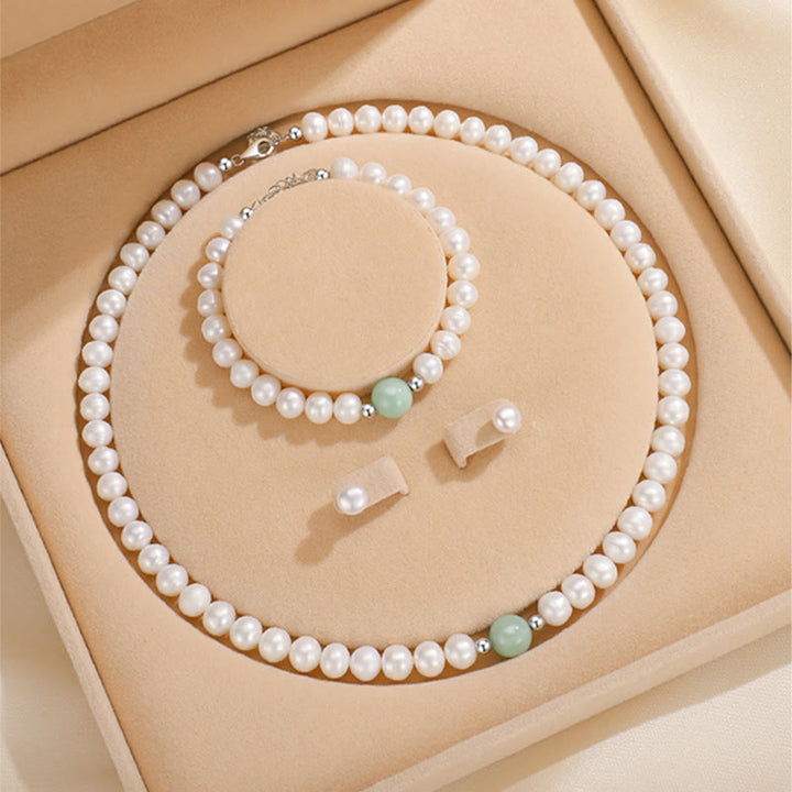 Perle Kette Jade grün Natur Heilstein