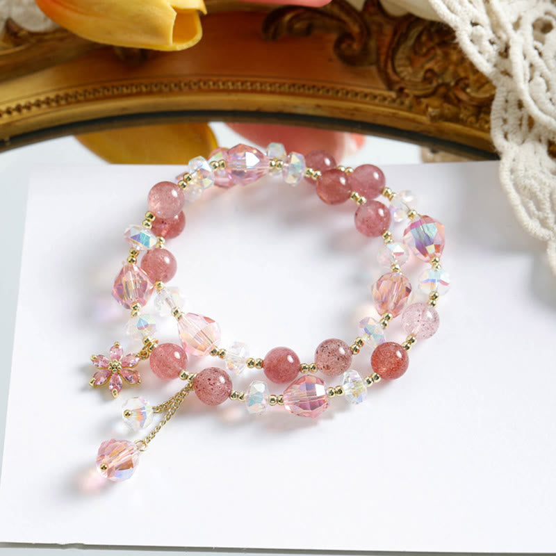 Armband Erdbeerquarz – Heilung rosa Perlen Kristall elegantes Design