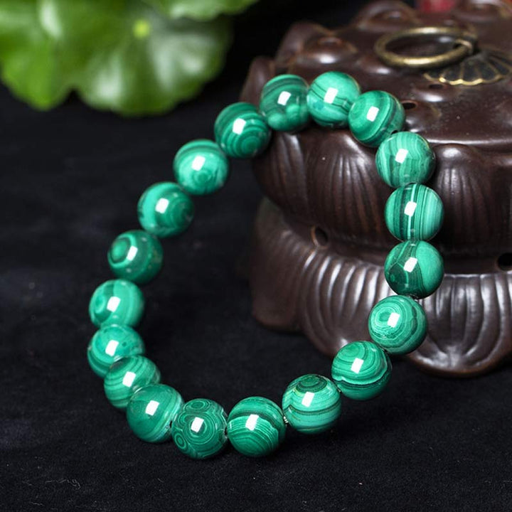 Mala Malachit Armband grüne Kugeln Naturstein glänzend Schutz Ruhe