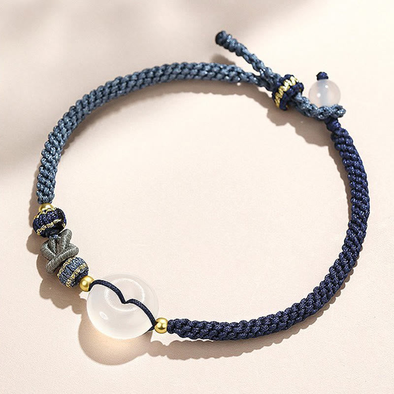 Armband Achat – Schutz & Glück dunkelblau Seil Perlen elastisch getragen