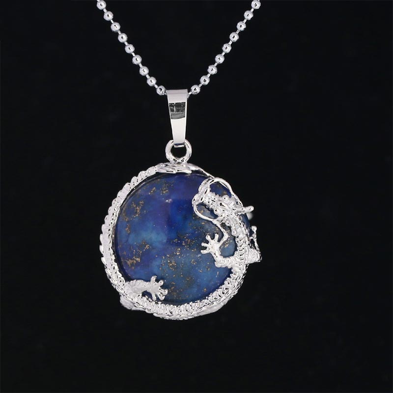 Lapis Lazuli Kette Drachen Anhänger Silber Naturstein Heilung
