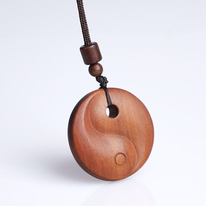 Yin Yang Anhänger Holz Kette Balance Schutz Meditation
