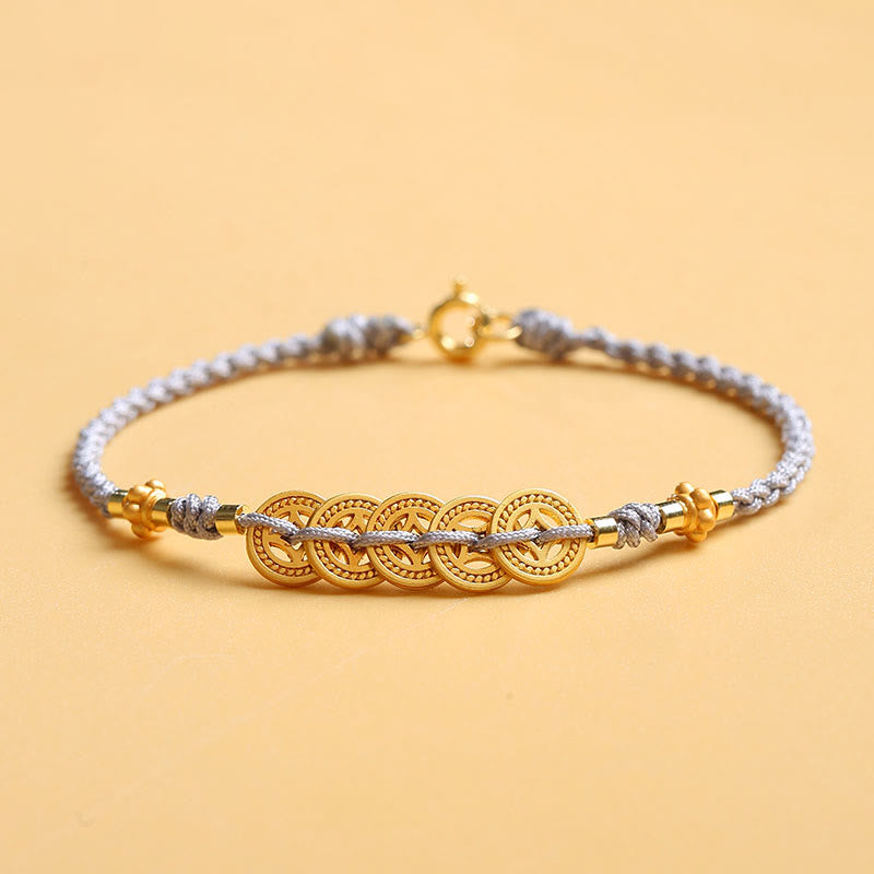 Armband Kupfer Perle – Glück mit grauem Seil elegant