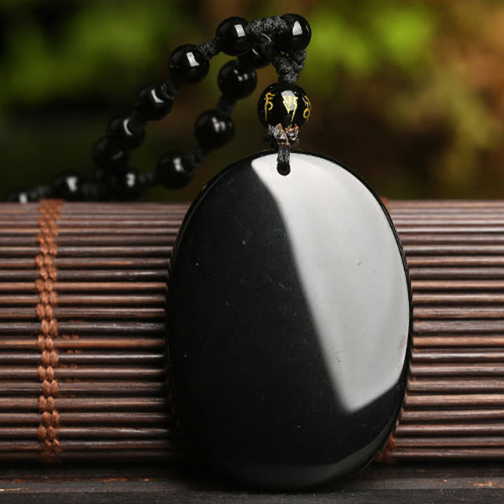 Schwarze Kette Obsidian, Koi-fische Hangeschmuck, Anhänger