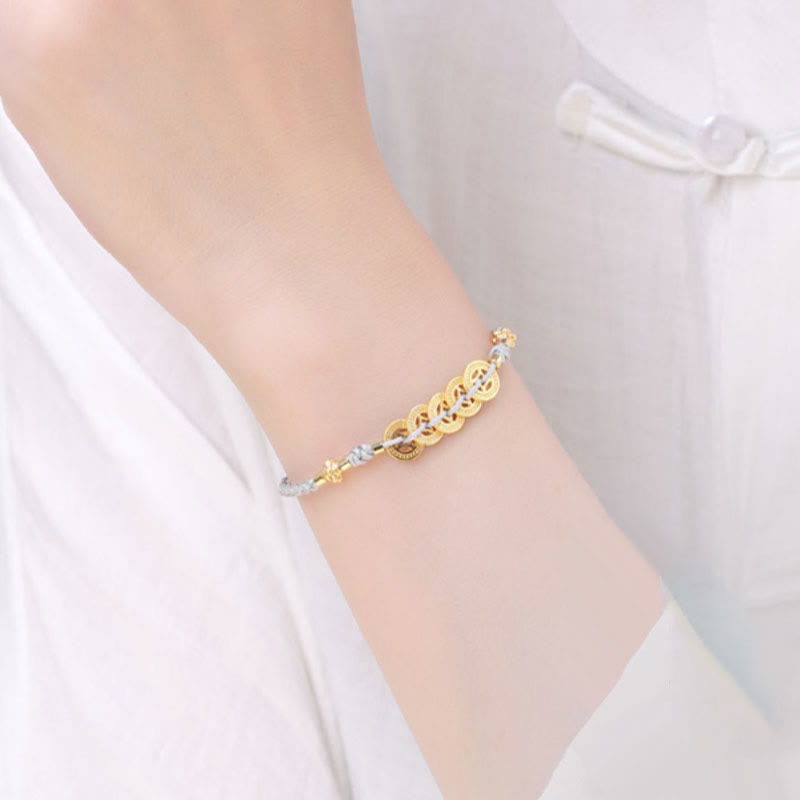 Armband Kupfer Perle Glück goldfarben am Handgelenk getragen elegant