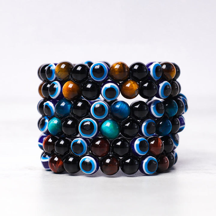 Schutzarmband Tigerauge Blau Schwarz