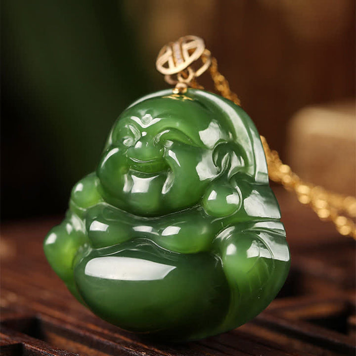 Hetian Jade Lachender Buddha Glück Kette