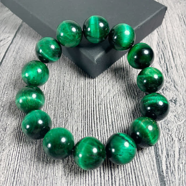 Grünes Tigerauge Armband Stärke Naturstein Perlen elastisch Schmuck