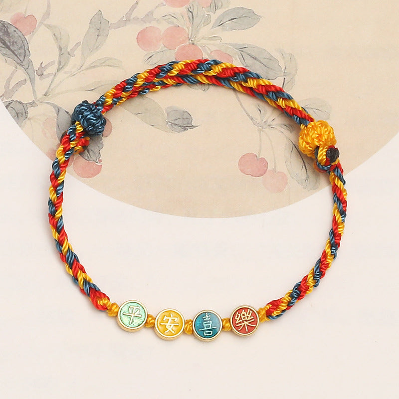 Buntes Armband – Schutz & Frieden mit chinesischen Münzen Charmen.