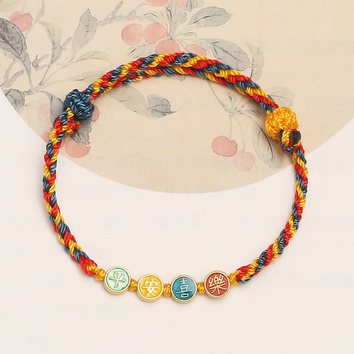 Buntes Armband – Schutz & Frieden mit chinesischen Münzen Charmen.
