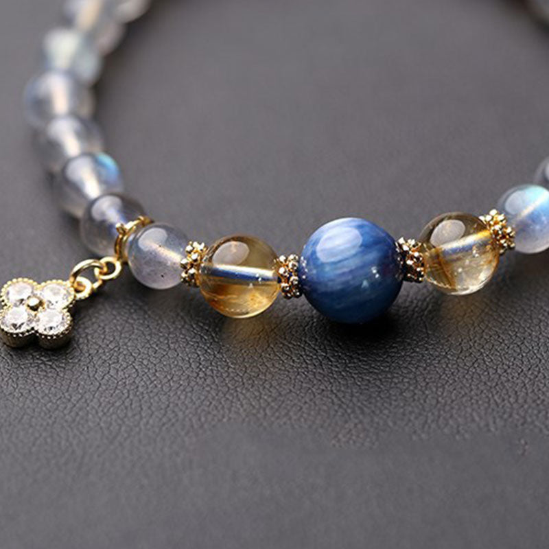 Armband Mondstein Mond mit blauen Steinen Heilung Energie glänzend