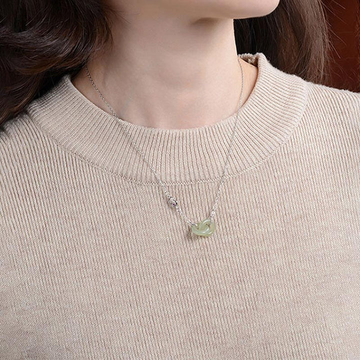 Anhänger Kette grüne Jade Buddha Glück Silberkette