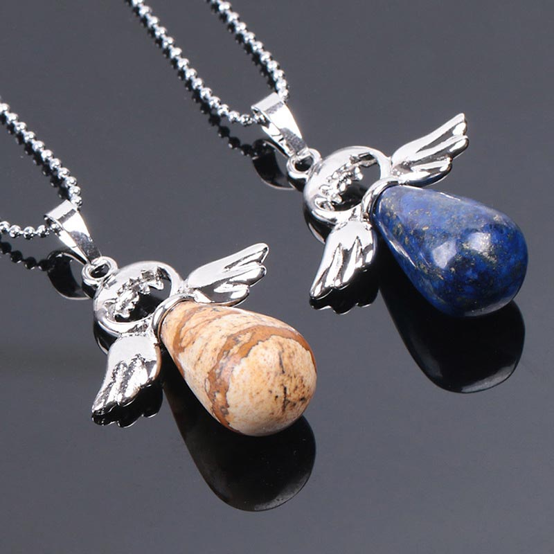 Kette Kristall Engelsflügel – Glück & Segen – Bild 8 – Kette Kristall Engelsflügel Anhänger Lapis Lazuli Jasper Naturstein