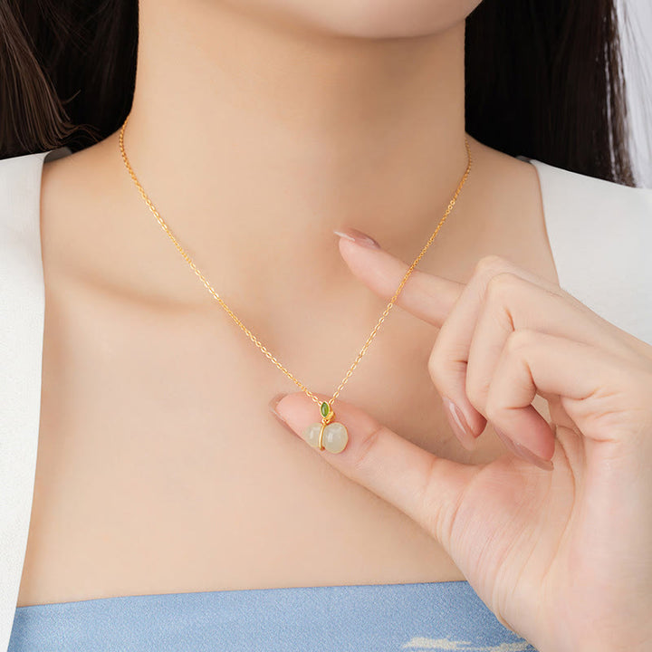 Kette Hetian Jade Kürbis Sterlingsilber – Harmonie