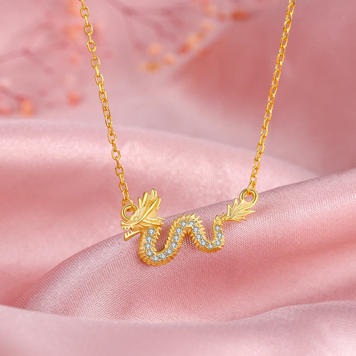 Kette 925er Silber Drachen Jahr Glück gold Zirkonia