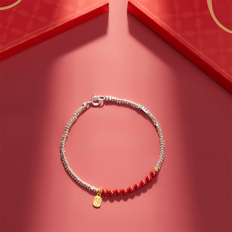 Armband 925 Silber Zinnober Fu-Zeichen – Segen Balance