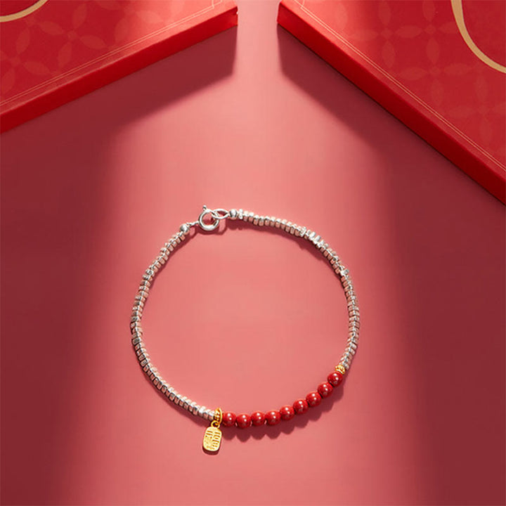 Armband 925 Silber Zinnober Fu-Zeichen – Segen Balance