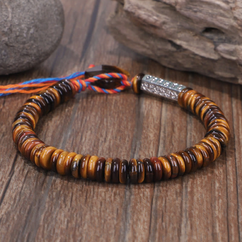 Tigerauge Armband mit Om Mani Padme Hum Perlen Schutz eleganz