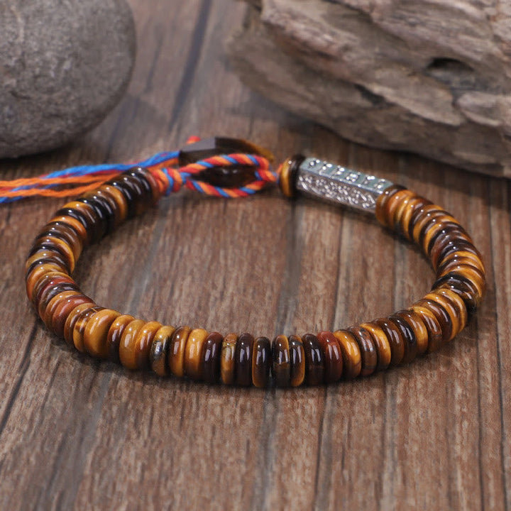 Tigerauge Armband mit Om Mani Padme Hum Perlen Schutz eleganz