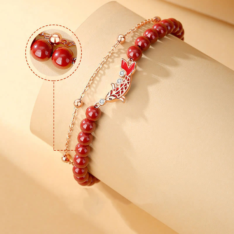 Armband 925 Silber Zinnober Koi Fisch – Glück & Wohlstand