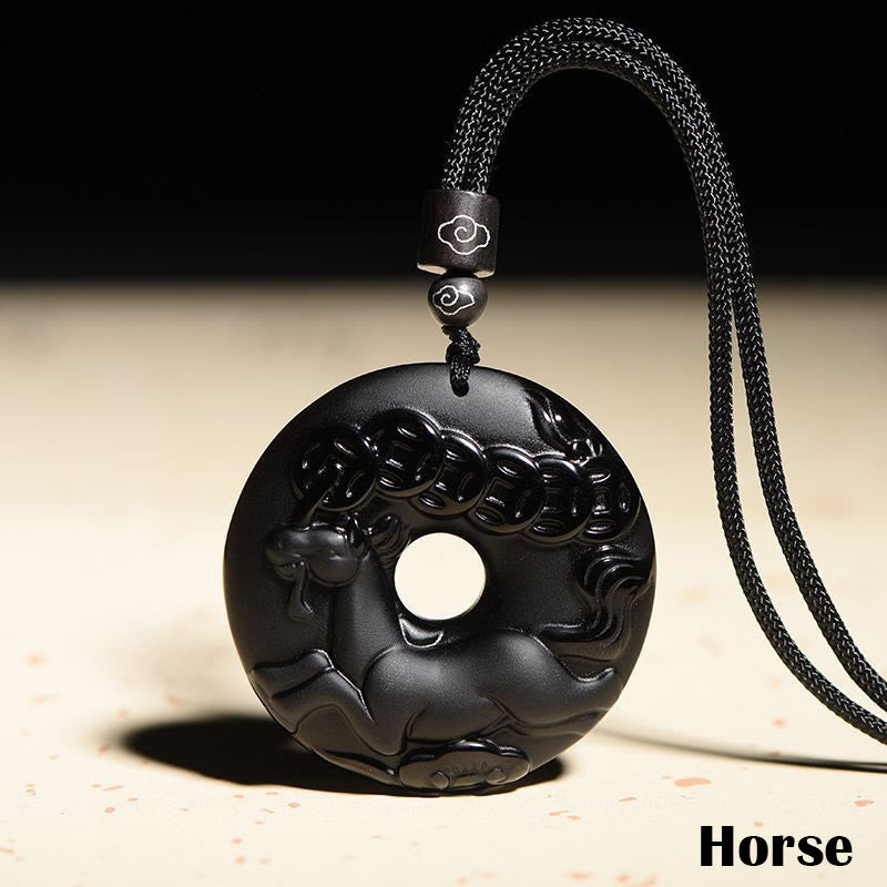 Kette schwarze Obsidian Tierkreis Natur – Frieden | Zen Spirit