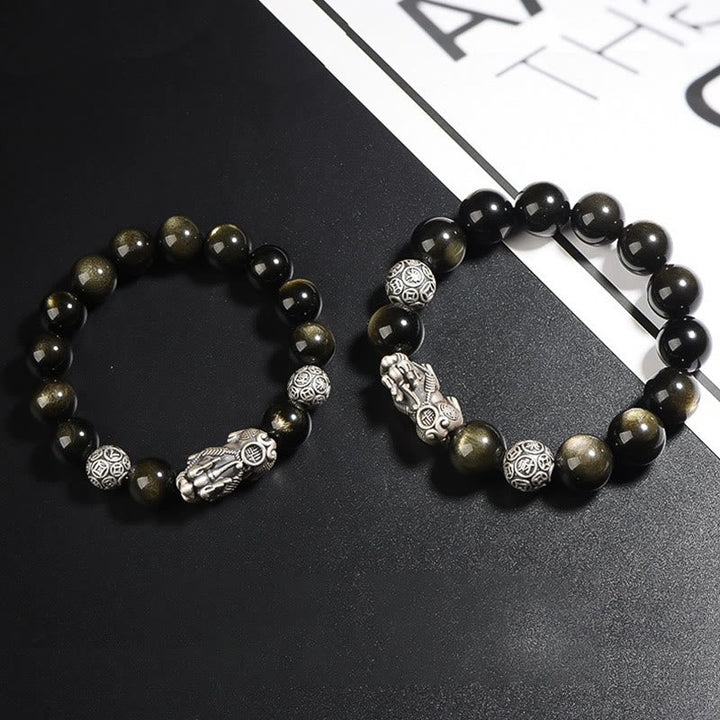 Armband 925 Silber Obsidian Pixiu – Schutz & Wohlstand