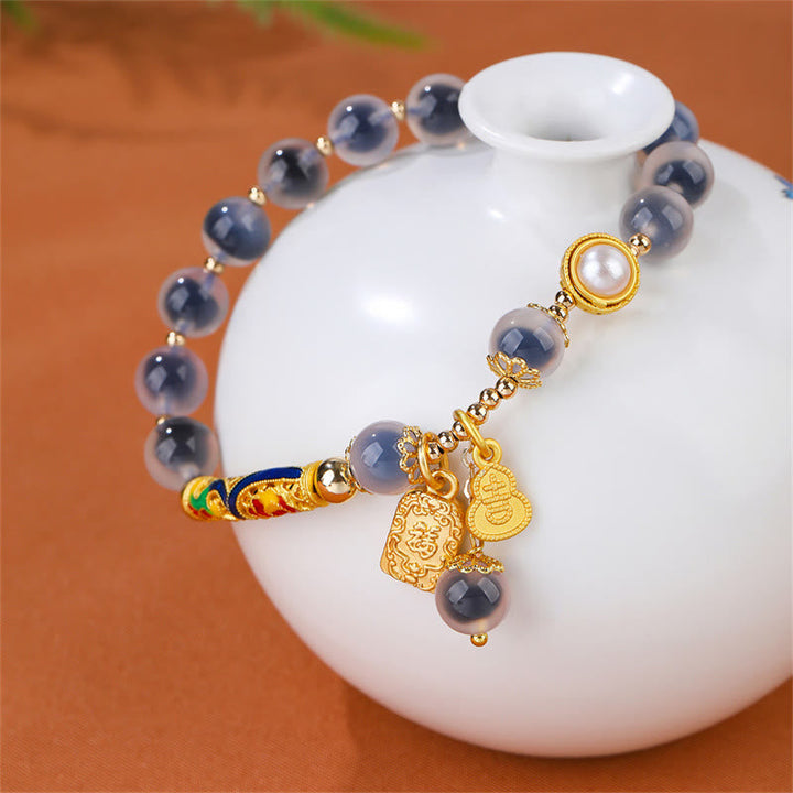 Armband Achat – Stärke Energie mit Perlen und goldenen Anhängern Schmuck