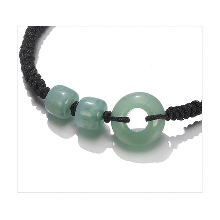 Armband Grüner Aventurin Weiße Jade Paar – Glück & Frieden schwarzes Seil