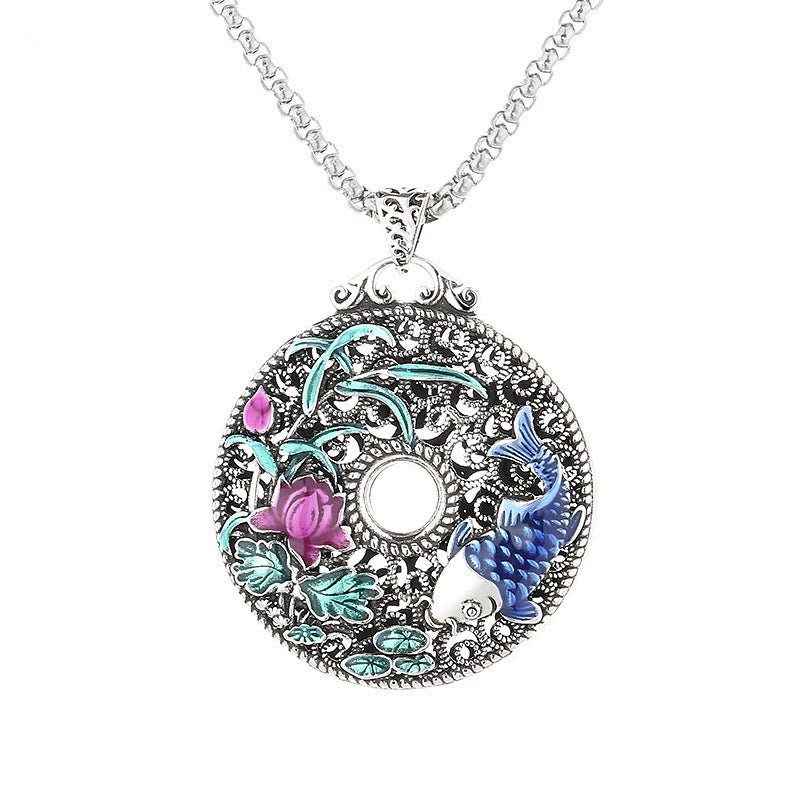 Kette Stein Lotus Anhänger Glück Blume