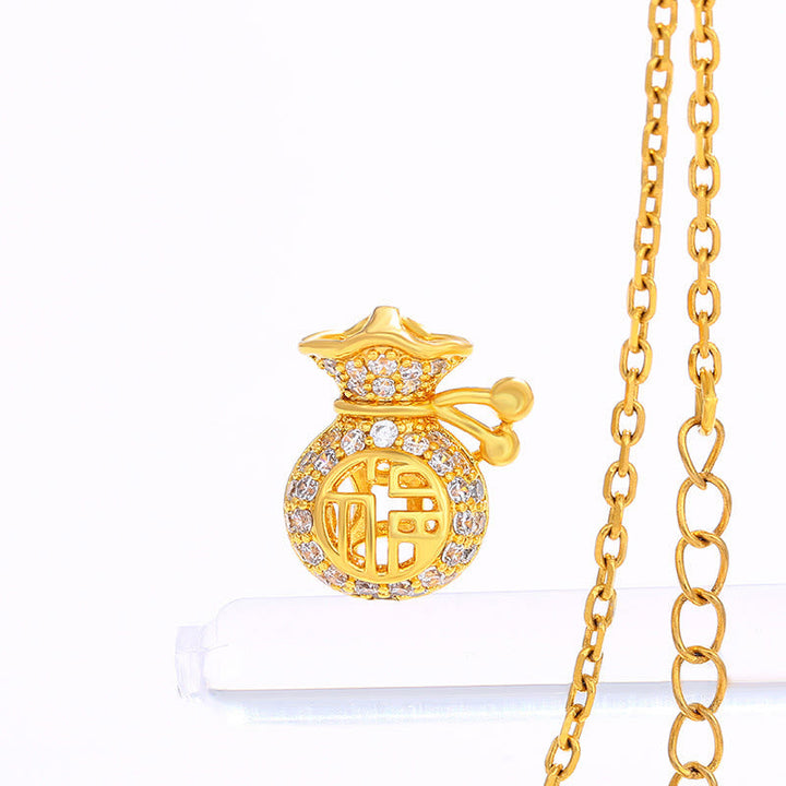 Kette Goldplated Fu-Münze – Wohlstand & Segen – Bild 5 – Goldplated Kette mit Fu-Münze Anhänger, Wohlstand und Segen Symbol