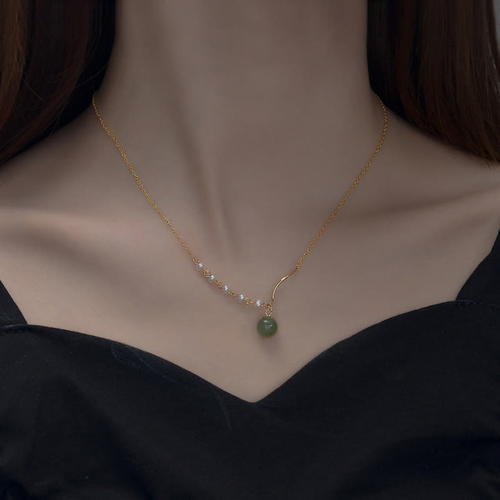 Kette Jade Perle Hetian Glück Natur