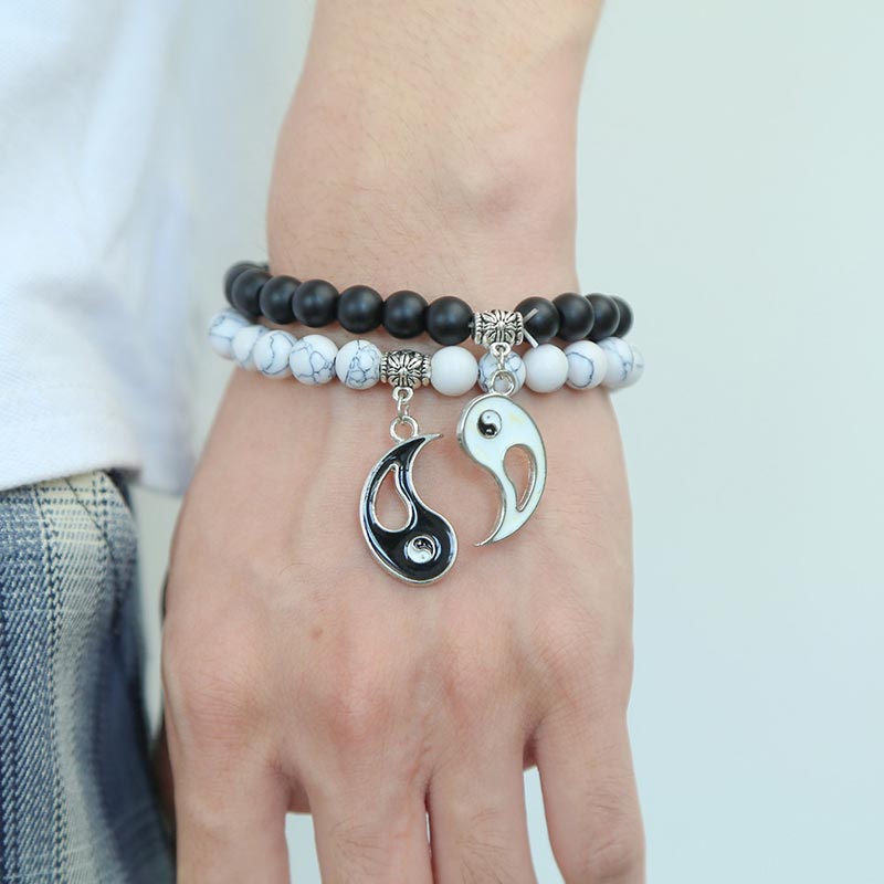 Armband Yin Yang - Onyx Weißer Türkis"