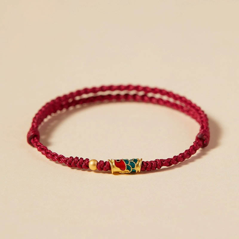 Rotes Armband Koi Fisch – Wohlstand Energie mit goldenem Verschluss